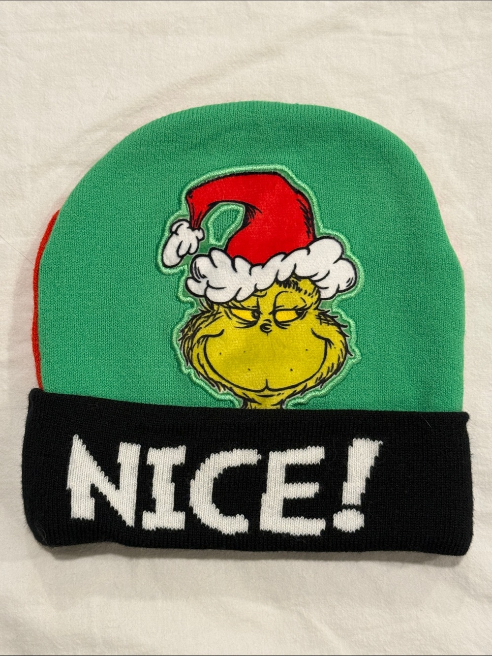 Unisex Dr. Seuss Grinch "Naughty or Nice" Reversible Cuff Beanie Hat - OS